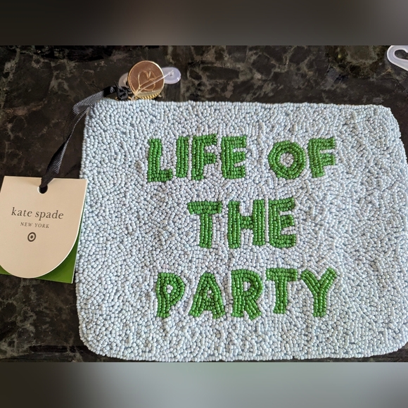 NWT kate spade new york x Target blue/green Life Of The Party Clutch - Picture 2 of 3